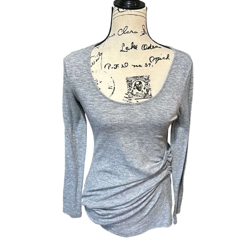 Halogen Rouched Side Crew Neck Long Sleeve Shirt Sz Small